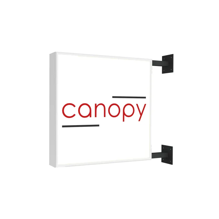 Enseigne drapeau face plane lumineux caisson