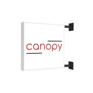 Enseigne drapeau face plane lumineux caisson